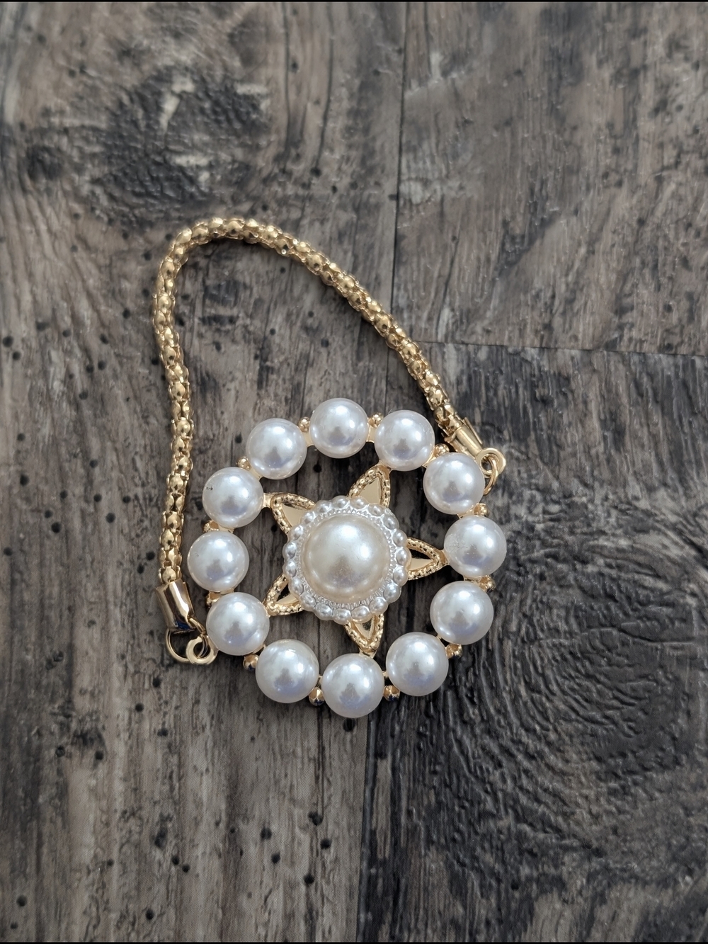 Napkin Rings Gold Pearl Star